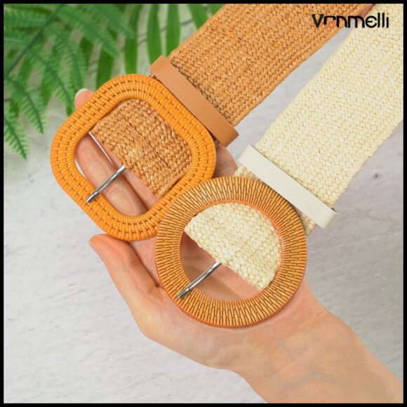 Straw Woven Elastic Stretch Waist Belt Braided Boho Dress Belts main image 5